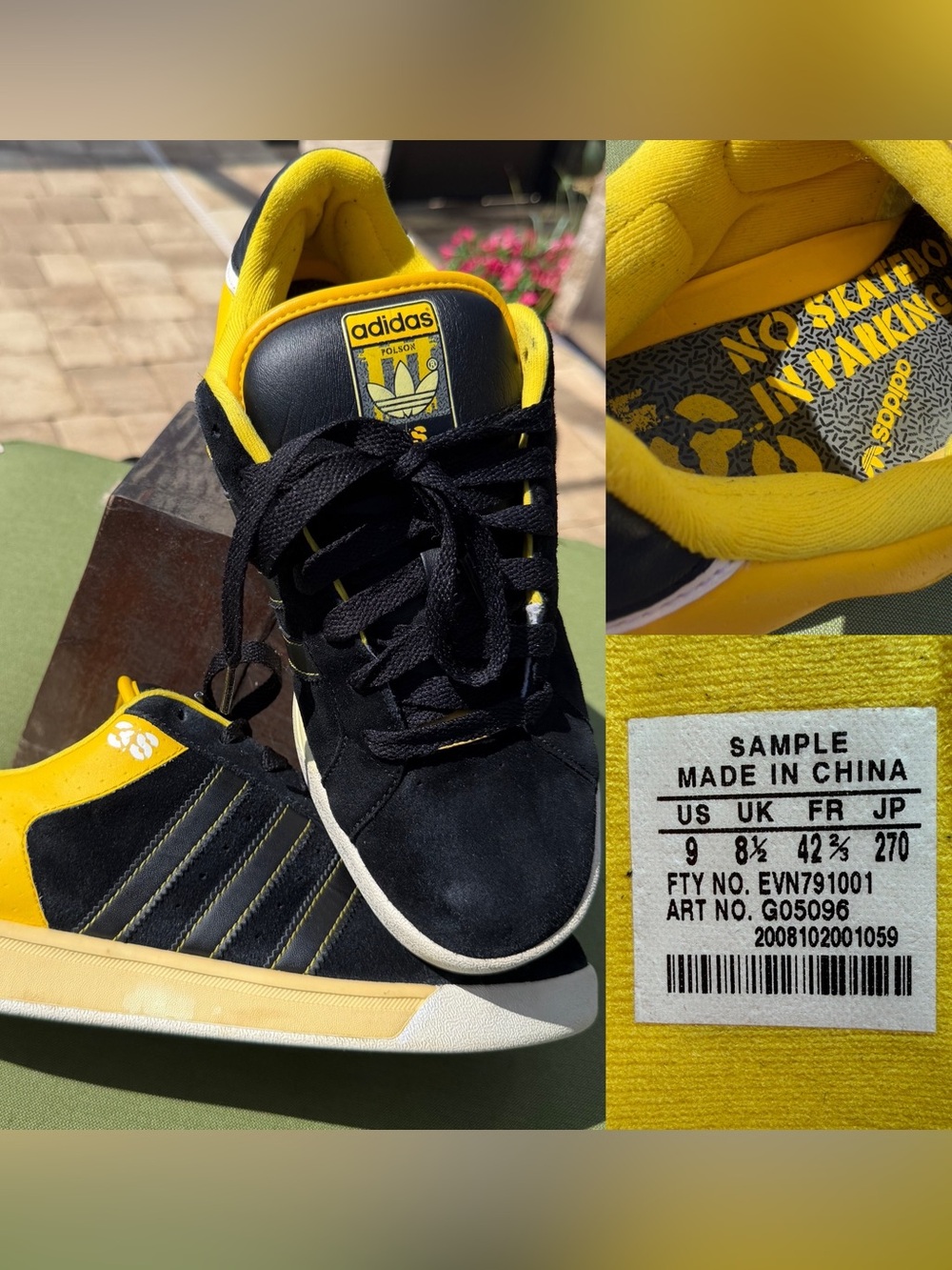 adidas Polson ST 2008 Factory SAMPLE G05096 Black Yellow Skate Shoes Men’s 9